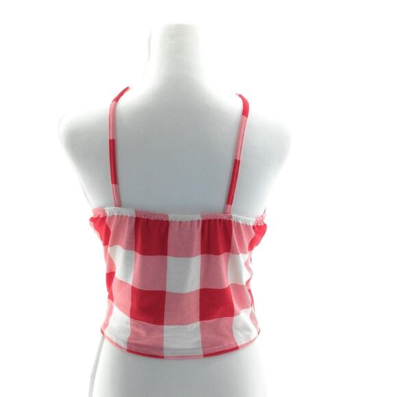 Persaya Red & White Buffalo Check Gingham Crop Top - Junior's Size Large - Chic - Picture 3 of 4